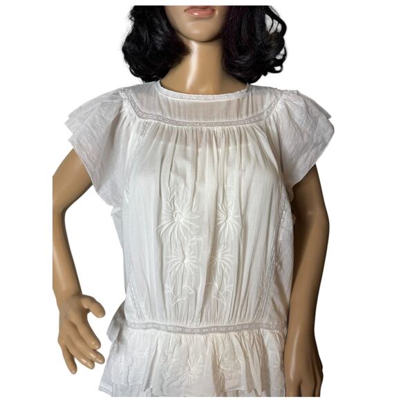 NWT Selene embroidered white maxi dress Banana Republic peaseant size medium - Picture 6 of 16